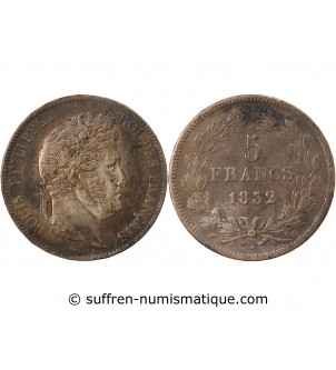 LOUIS PHILIPPE﻿ - 5 FRANCS ARGENT 1832 BB STRASBOURG "Type Domard, Tr relief"