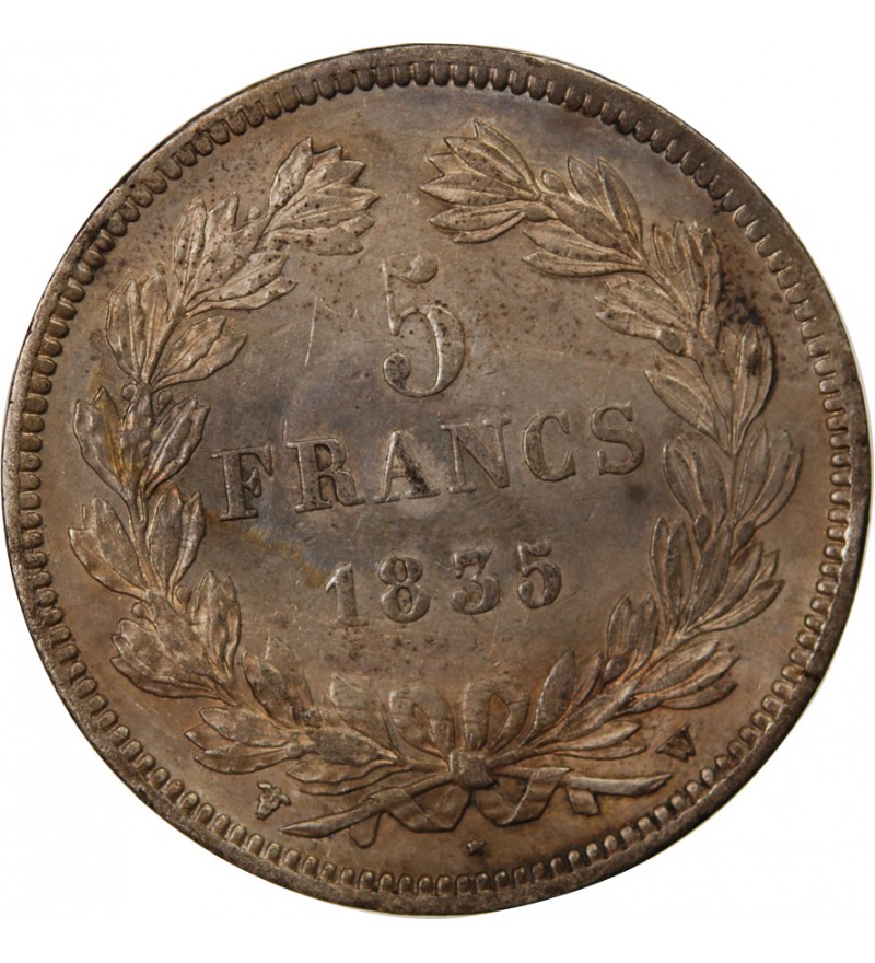 LOUIS PHILIPPE﻿ - 5 FRANCS ARGENT 1835 W LILLE "Type Domard, Tr relief"