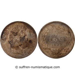 LOUIS PHILIPPE﻿ - 5 FRANCS ARGENT 1835 W LILLE "Type Domard, Tr relief"