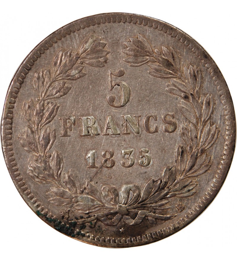 LOUIS PHILIPPE﻿ - 5 FRANCS ARGENT 1835 B ROUEN "Type Domard, Tr relief"