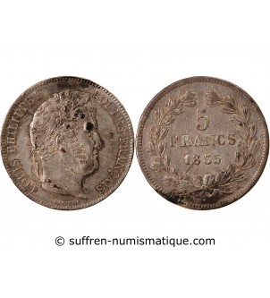 LOUIS PHILIPPE﻿ - 5 FRANCS ARGENT 1835 B ROUEN "Type Domard, Tr relief"