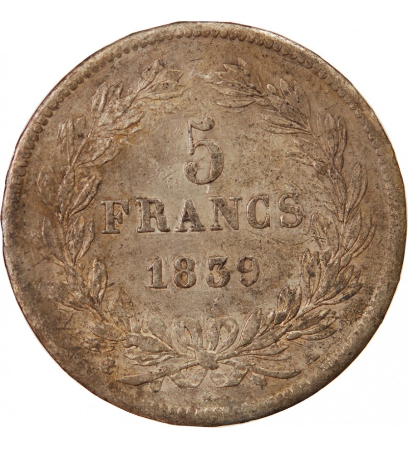 LOUIS PHILIPPE﻿ - 5 FRANCS ARGENT 1839 A PARIS "Type Domard, Tr relief"