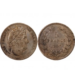 LOUIS PHILIPPE﻿ - 5 FRANCS ARGENT 1837 A PARIS "Type Domard, Tr relief" 2