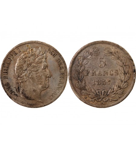LOUIS PHILIPPE﻿ - 5 FRANCS ARGENT 1837 A PARIS "Type Domard, Tr relief"