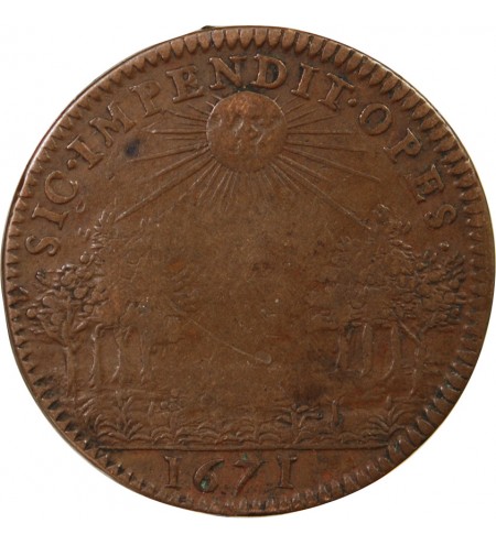 LOUIS XIV – JETON CUIVRE 1671