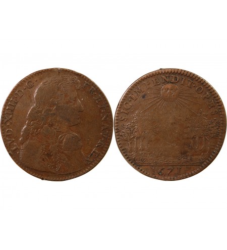 LOUIS XIV – JETON CUIVRE 1671
