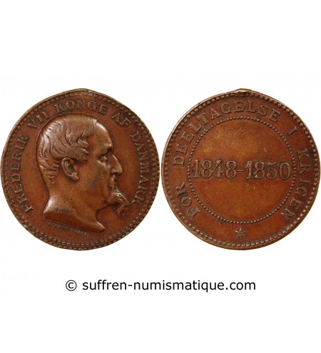 DANEMARK, FREDERIK VII - MEDAILLE DE GUERRE 1850