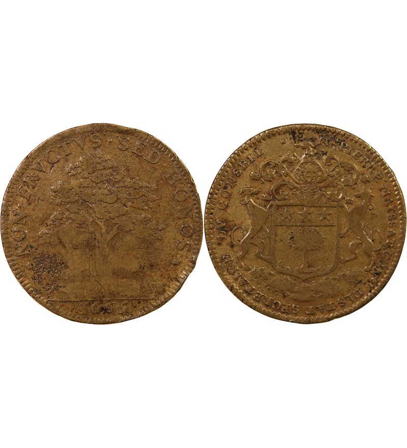 SEIGNEURIE DE LEVEVILLE, PIERRE MAISSAT – JETON LAITON 1665