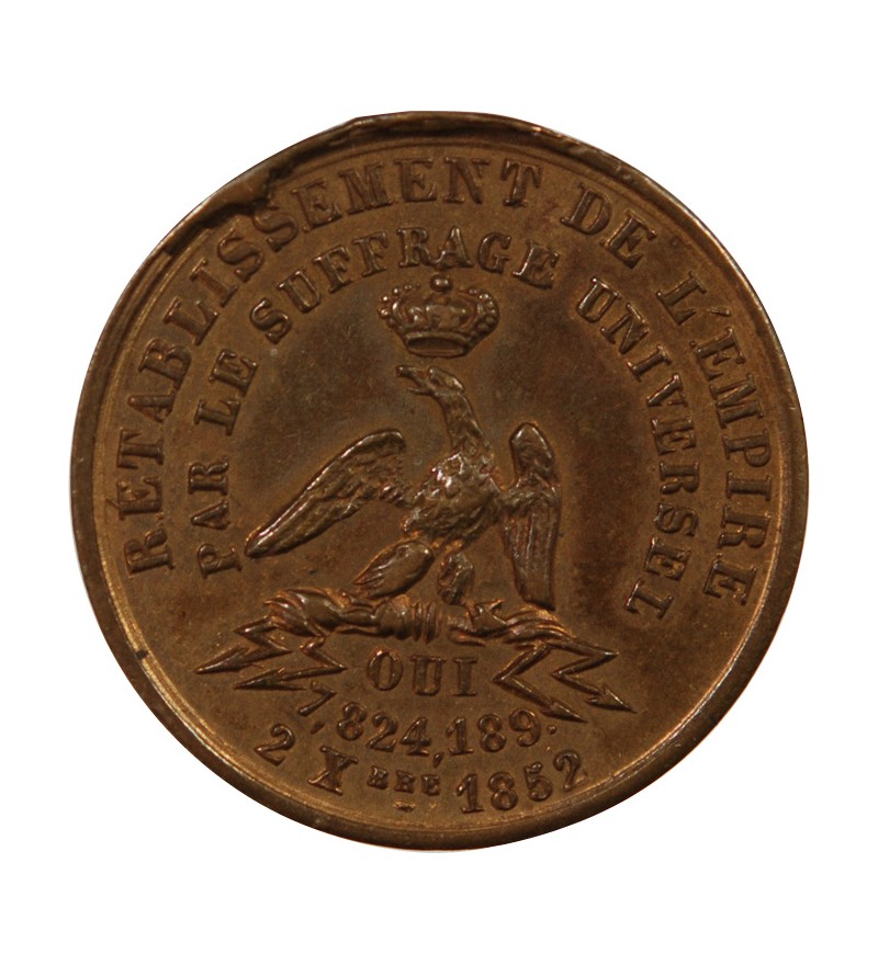 NAPOLEON III, SUFFRAGE UNIVERSEL - MEDAILLE CUIVRE 1852