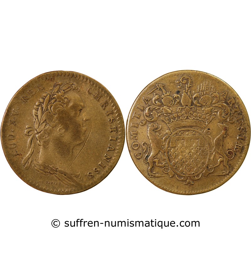 ETATS D'ARTOIS, LOUIS XV - JETON LAITON - Emission de 1756