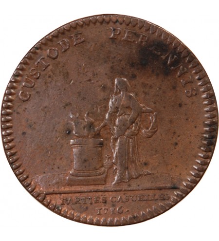 PARTIES CASUELLES, LOUIS XV – JETON CUIVRE 1716