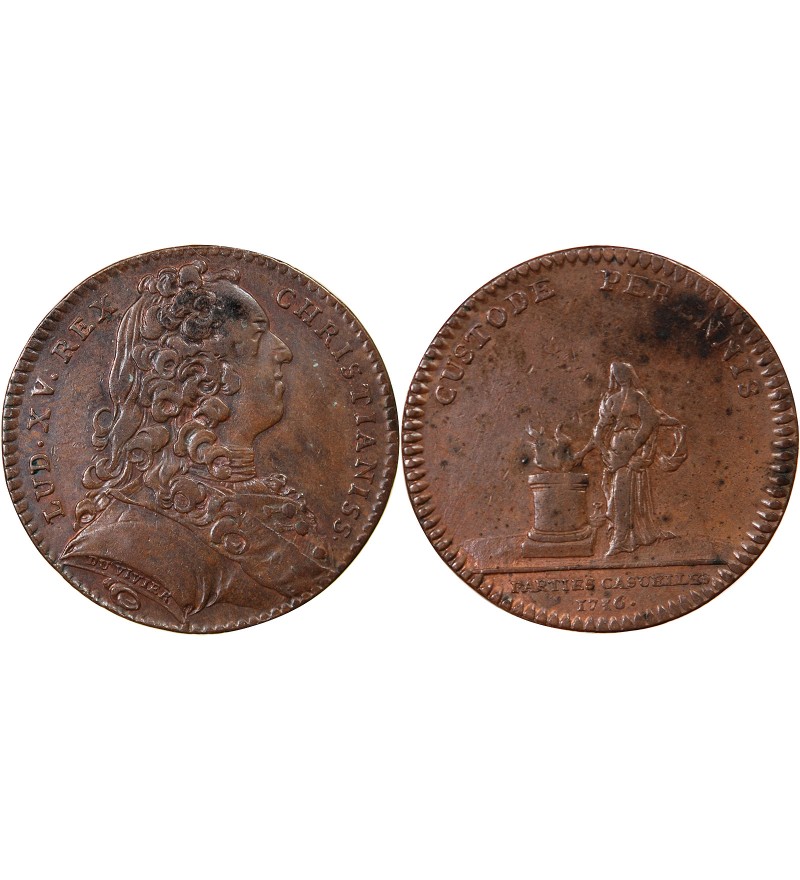 PARTIES CASUELLES, LOUIS XV – JETON CUIVRE 1716