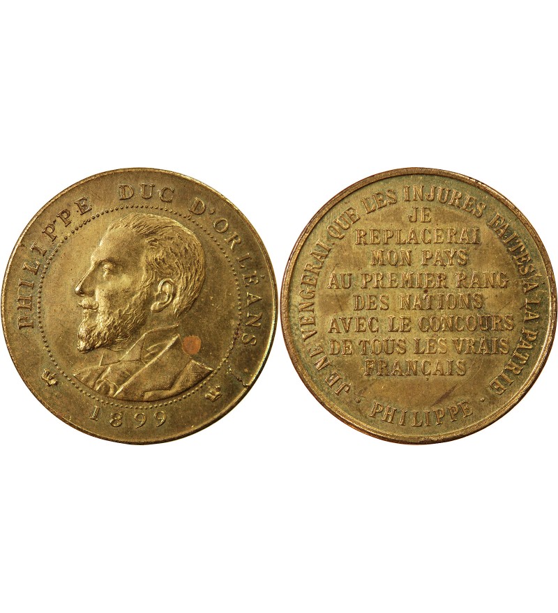 PHILIPPE, DUC D'ORLEANS - MEDAILLE LAITON 1899