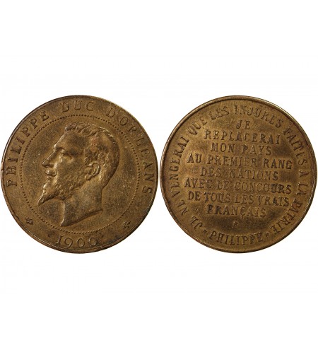 PHILIPPE, DUC D'ORLEANS - MEDAILLE LAITON 1900