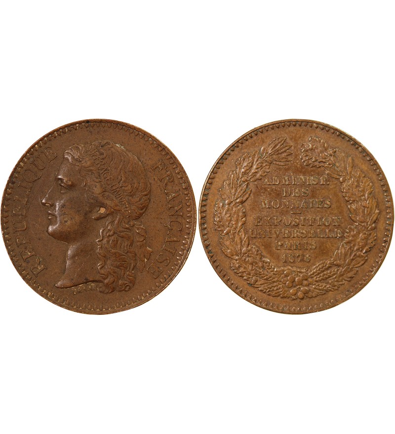 ADMINISTRATION DES MONNAIES - MEDAILLE CUIVRE 1878