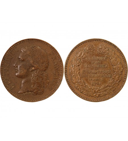 ADMINISTRATION DES MONNAIES - MEDAILLE CUIVRE 1878