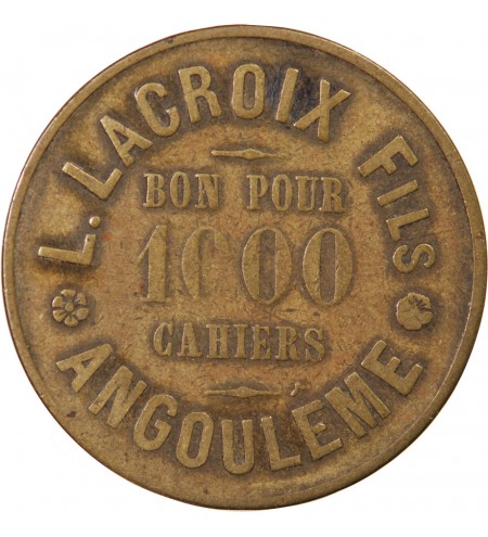 LACROIX FILS, BON POUR 1000 CAHIERS – JETON LAITON ANGOULEME