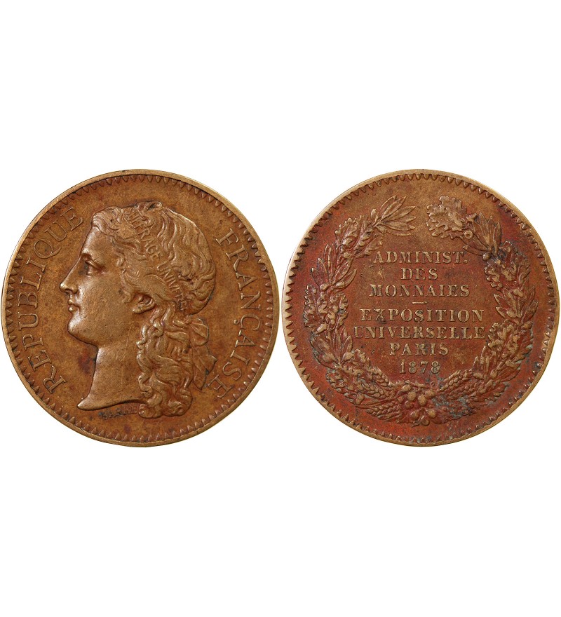 ADMINISTRATION DES MONNAIES - MEDAILLE CUIVRE 1878