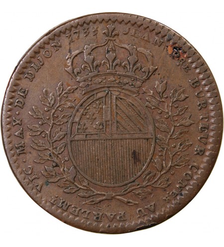 MAIRE DE DIJON, JEAN-PIERRE BURTEUR - JETON CUIVRE 1733