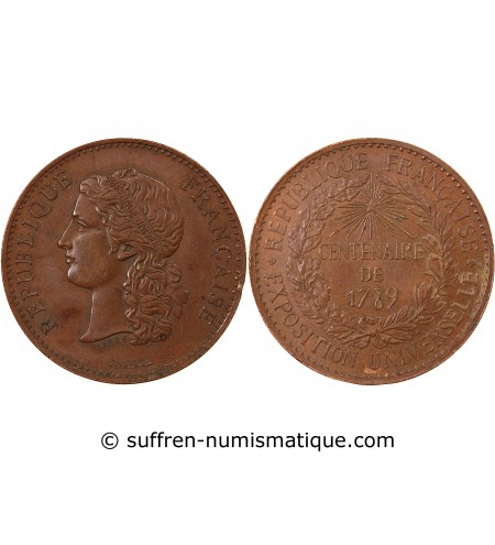 EXPOSITION UNIVERSELLE - MEDAILLE CUIVRE 1889