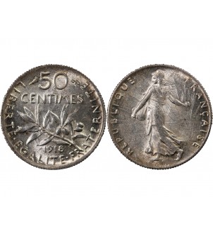 SEMEUSE - 50 CENTIMES ARGENT 1918 2