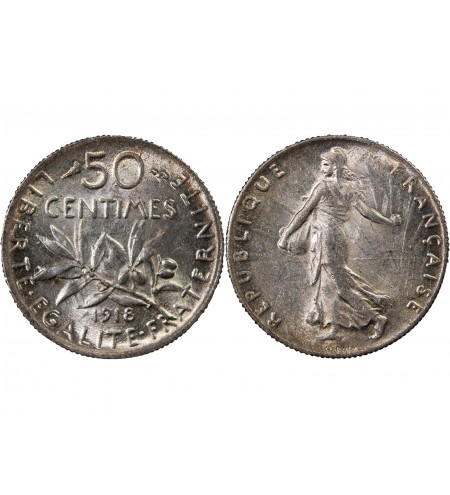 SEMEUSE - 50 CENTIMES ARGENT 1918