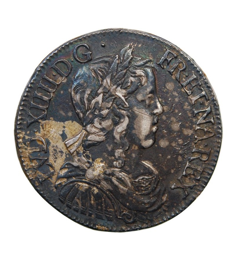 LOUIS XIV﻿ - 1/2 ECU A LA MECHE LONGUE 1651 H LA ROCHELLE "Légende Fautée"