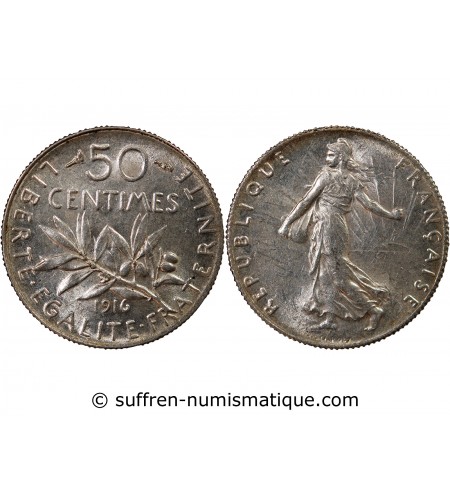 SEMEUSE - 50 CENTIMES ARGENT 1916