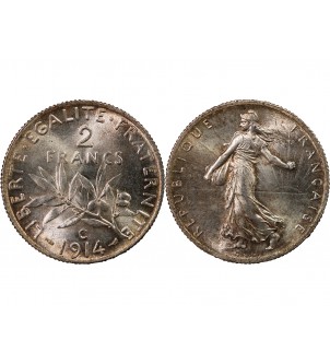 SEMEUSE - 2 FRANCS ARGENT 1914 C CASTELSARRASIN 2