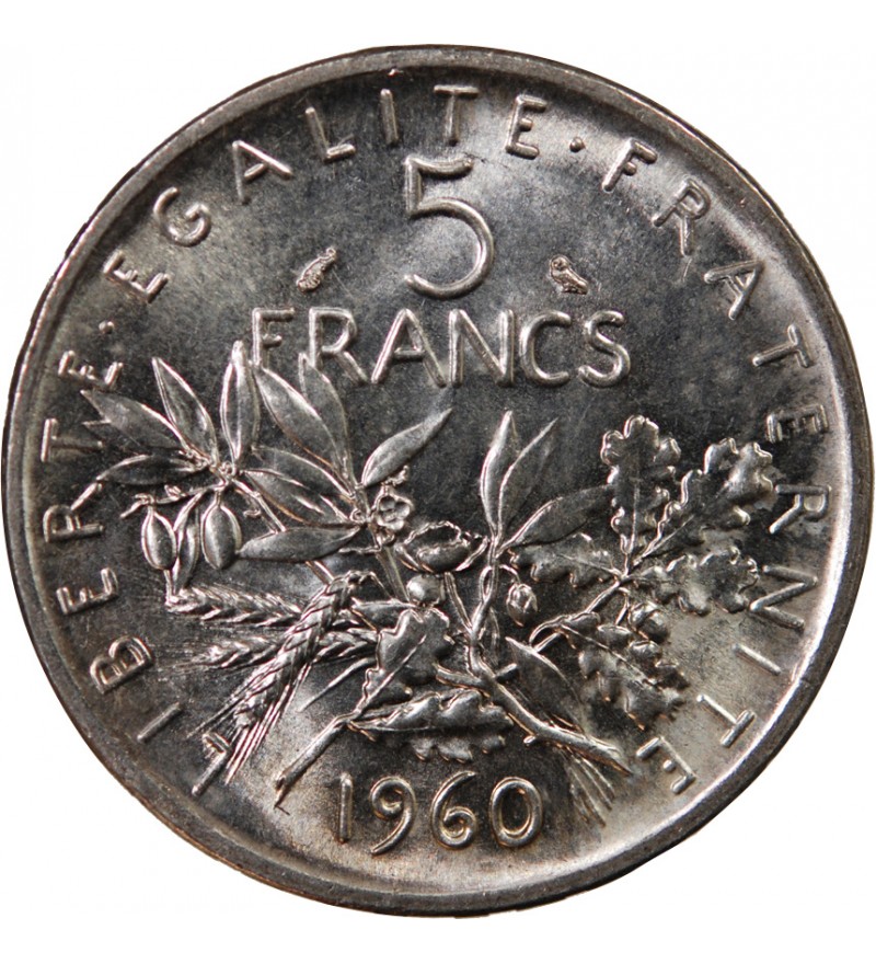 SEMEUSE 5 FRANCS ARGENT 1960, Argent, FDC Suffren Numismatique SEMEUSE 5 FRANCS ARGENT 1960, Argent, FDC Suffren Numismatique