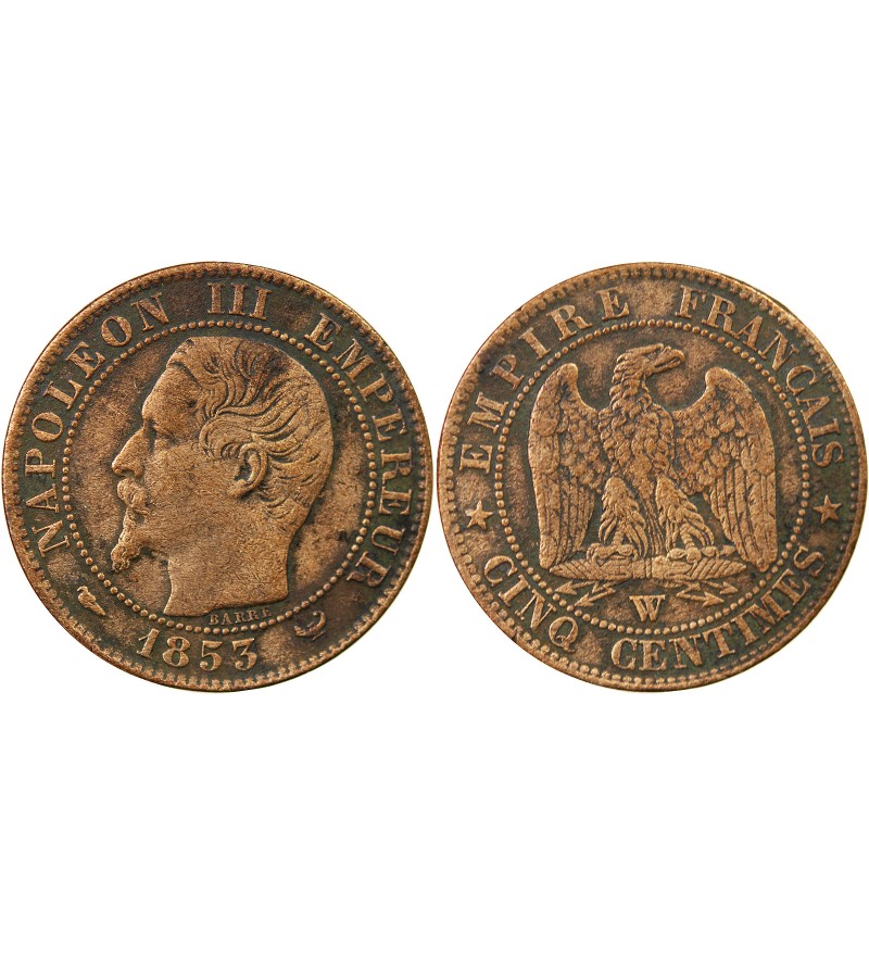 NAPOLEON III - 5 CENTIMES 1853 W LILLE