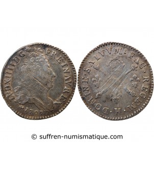 LOUIS XIV﻿ - 10 SOLS AUX INSIGNES 1707 H LA ROCHELLE