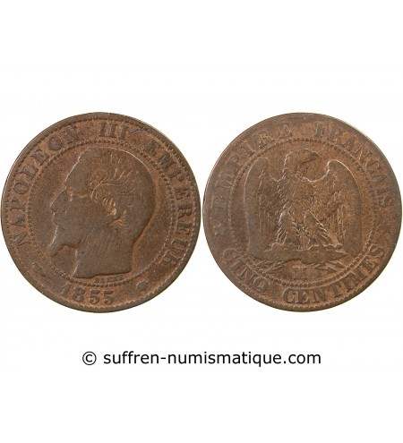 NAPOLEON III - 5 CENTIMES 1855 MA MARSEILLE - Chien