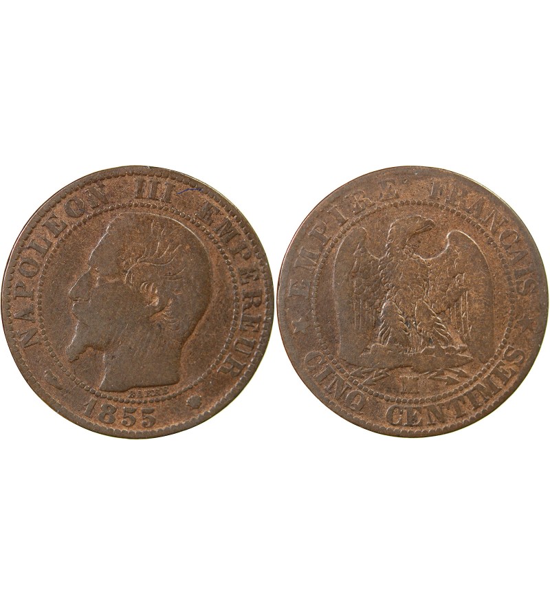 NAPOLEON III - 5 CENTIMES 1855 MA MARSEILLE - Chien