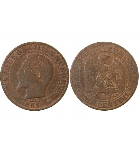 NAPOLEON III - 5 CENTIMES 1855 MA MARSEILLE - Chien