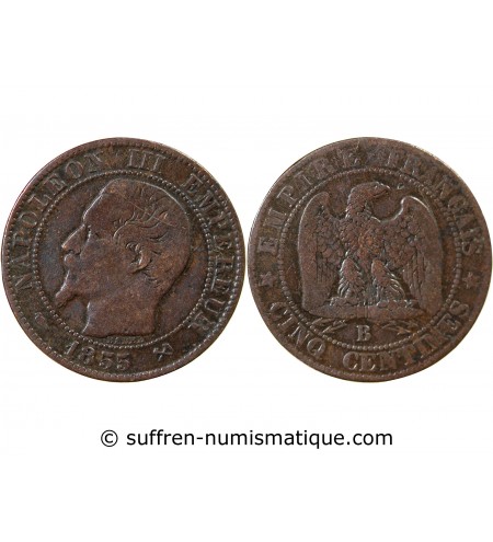 NAPOLEON III - 5 CENTIMES 1855 B ROUEN MARSEILLE - Chien