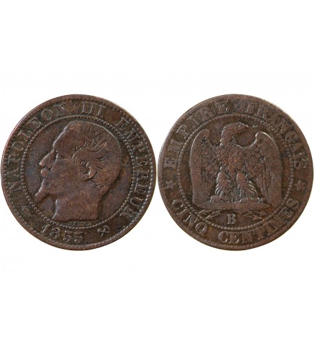 NAPOLEON III - 5 CENTIMES 1855 B ROUEN MARSEILLE - Chien