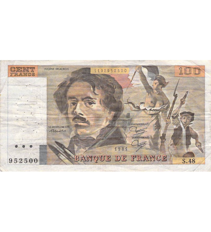 FRANCE, DELACROIX - 100 FRANCS 1981 - SÉRIES VARIÉES - TB à TB+