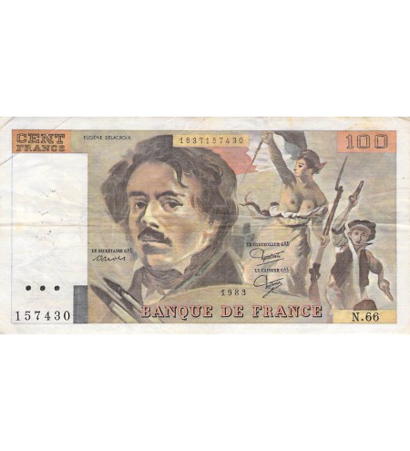 FRANCE, DELACROIX - 100 FRANCS 1983 - SÉRIES VARIÉES - TB à TB+