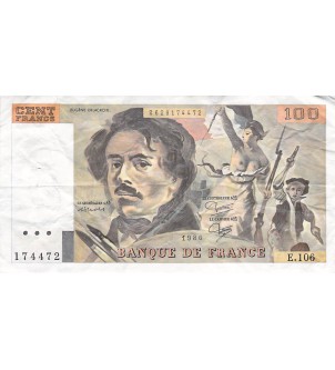 FRANCE, DELACROIX - 100 FRANCS 1986 - SÉRIES VARIÉES - TB à TB+ 2