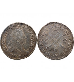 LOUIS XIV﻿ - 10 SOLS AUX INSIGNES 1707 H LA ROCHELLE 2