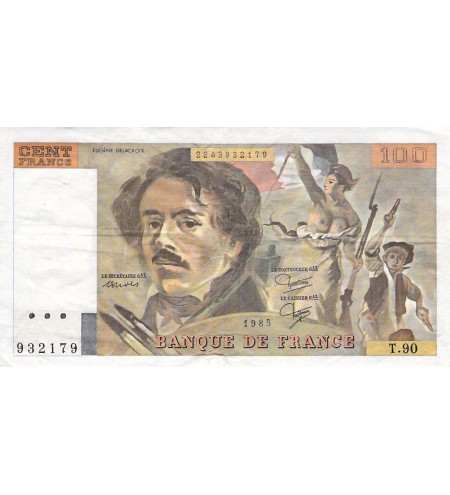 FRANCE, DELACROIX - 100 FRANCS 1985 - SÉRIES VARIÉES - TTB