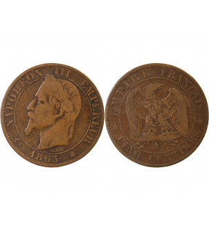 NAPOLEON III - 5 CENTIMES 1865 A PARIS 2