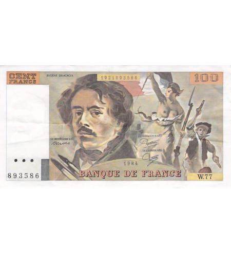 FRANCE, DELACROIX - 100 FRANCS 1984 - SÉRIES VARIÉES - TTB+