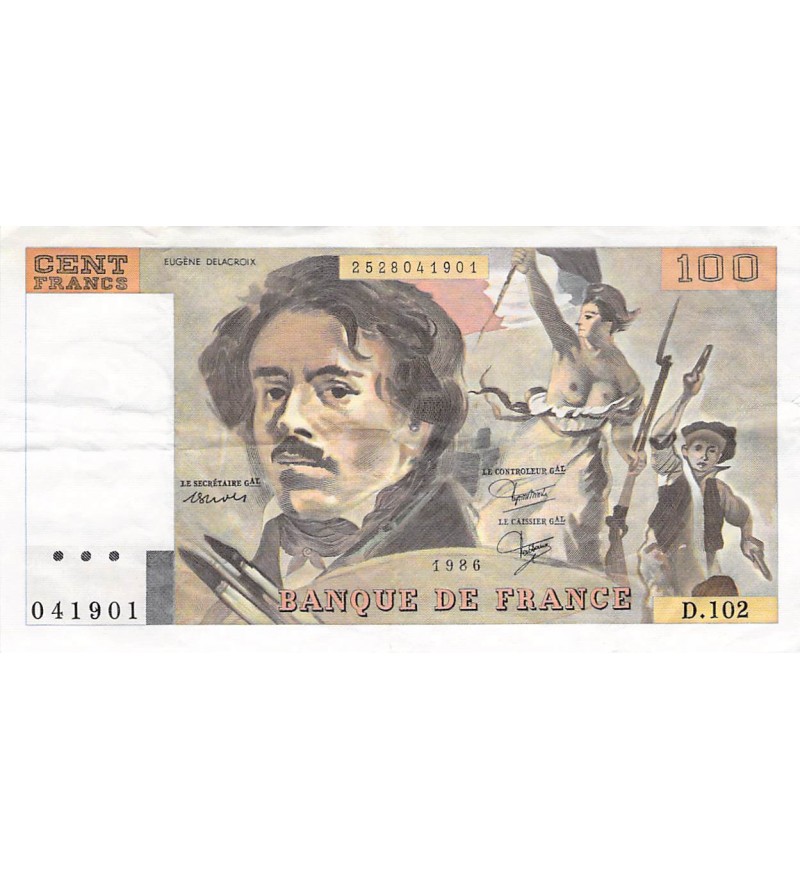 FRANCE, DELACROIX - 100 FRANCS 1986 - SÉRIES VARIÉES - TTB+