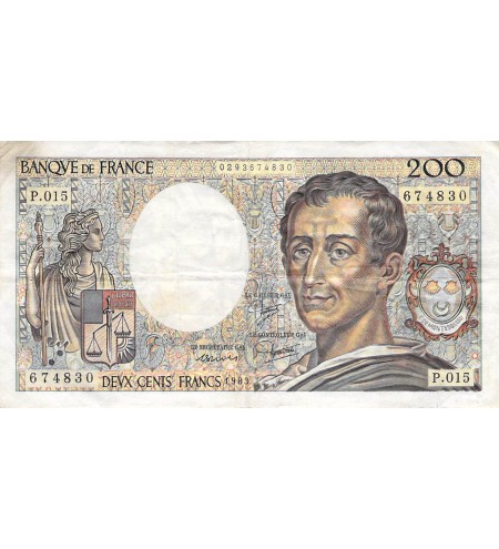 FRANCE, MONTESQUIEU - 200 FRANCS 1983 - SÉRIES VARIÉES - TTB