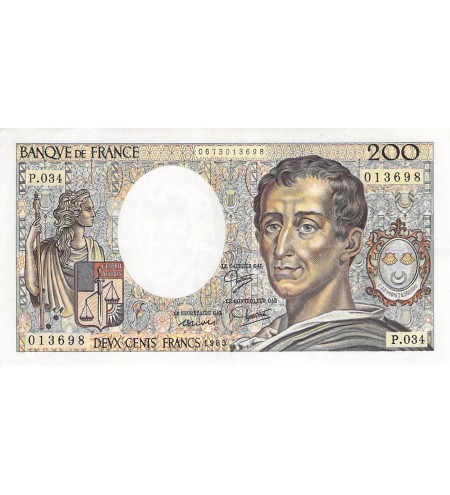 FRANCE, MONTESQUIEU - 200 FRANCS 1985 - SÉRIE P.034 - TTB+
