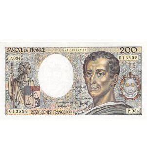 FRANCE, MONTESQUIEU - 200 FRANCS 1985 - SÉRIE P.034 - TTB+ 2