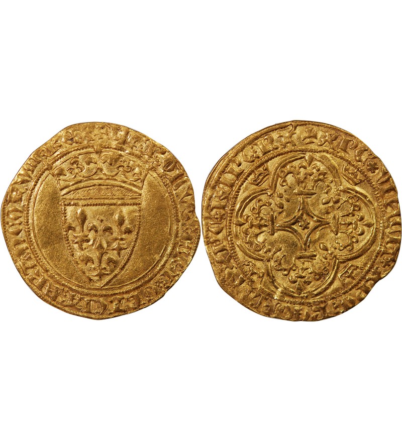 CHARLES VI LE FOU - ECU D'OR A LA COURONNE 1394 ANGERS