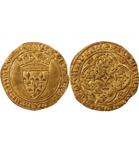 CHARLES VI LE FOU - ECU D'OR A LA COURONNE 1394 ANGERS